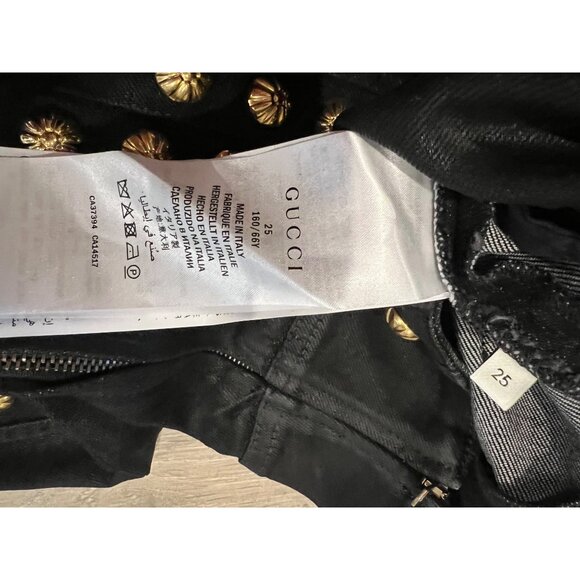 Gucci Women's Black Embellished High-Rise Studded Skinny Jeans Size 25 - Picture 10 of 13